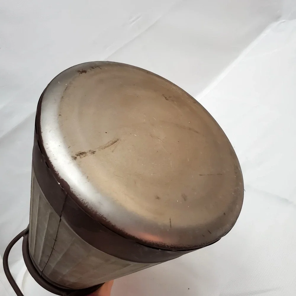 Farmhouse Chic Milk Can Galvanized Metal Canister Vase‎ Vtg Style W/Handles